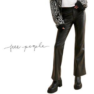Free People NWT Love Language Low Rise Vegan Leather Pants – Black – Size 8